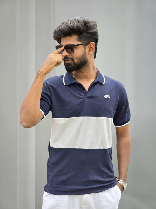 Navy Grey Polo T-Shirt