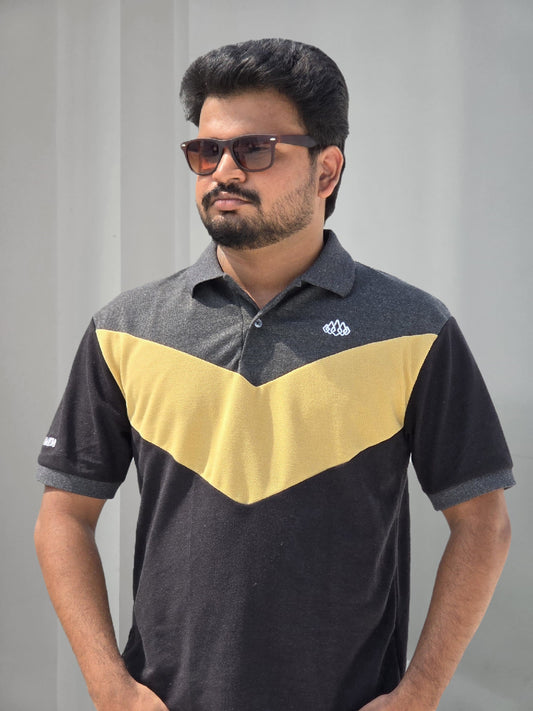 Black & Mustard Chevron Polo T-Shirt